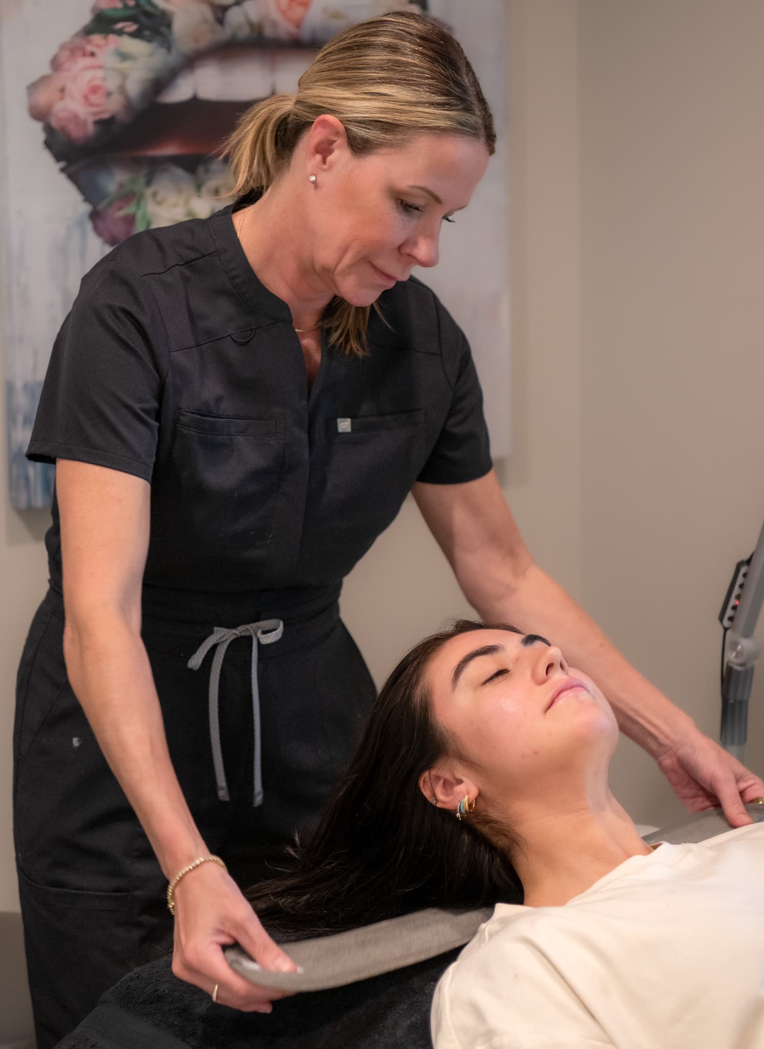 Terra Yeske treating a client in the 512 Skincare treatment room